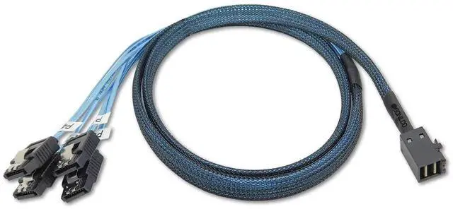 Alt view image 5 of 5 - Internal HD Mini SAS Cable SFF-8643 to 4 SATA Digital Black Cord (1 Cable, 0.5 M / 1.6 Feet)