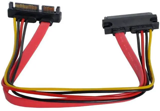 Alt view image 4 of 7 - Down Angled SATA III 3.0 7+15 22 Pin SATA Male to Female Data Power Extension Cable 30cm