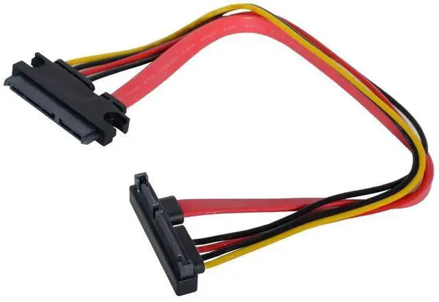 Main image of Down Angled SATA III 3.0 7+15 22 Pin SATA Male to Female Data Power Extension Cable 30cm