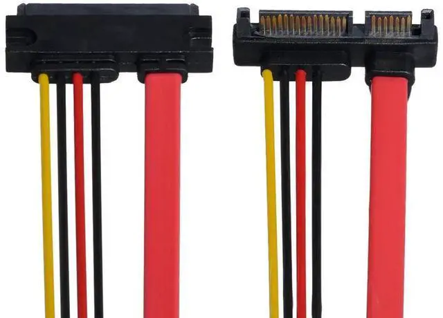 Alt view image 6 of 7 - Down Angled SATA III 3.0 7+15 22 Pin SATA Male to Female Data Power Extension Cable 30cm