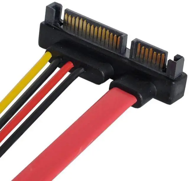 Alt view image 5 of 7 - Down Angled SATA III 3.0 7+15 22 Pin SATA Male to Female Data Power Extension Cable 30cm