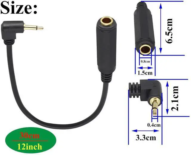 Alt view image 2 of 7 - Right Angle Gold Plated 1/4 Mono to 1/8 Cable 90 Degree TS 3.5mm Mono Audio 1/8 inch Male to 6.35mm 1/4 inch Female Jack Converter Cable for Amplifier, Speaker, Guitar(30CM/1Pack)