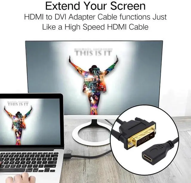 Alt view image 3 of 7 - 20cm Mini HDMI 1.4 Type-C 4K to DVI 24+1 Cable -Male to Female Extension Cord for Computer HDTV Graphics Card UHD Black