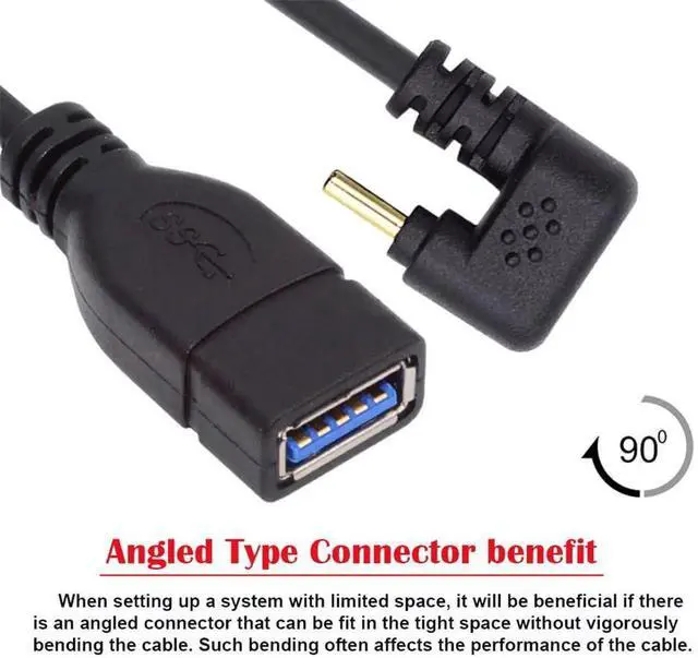 Alt view image 6 of 7 - 90 Degree USB-C Type-C USB 3.1 Male to USB 3.0-A Female Adapter 10Gbps OTG Data Power Cable 30cm Opposite U Shape Back Angled