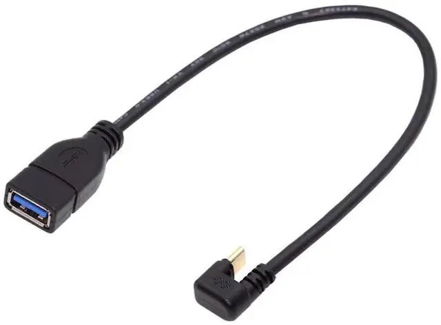 Alt view image 2 of 7 - 90 Degree USB-C Type-C USB 3.1 Male to USB 3.0-A Female Adapter 10Gbps OTG Data Power Cable 30cm Opposite U Shape Back Angled
