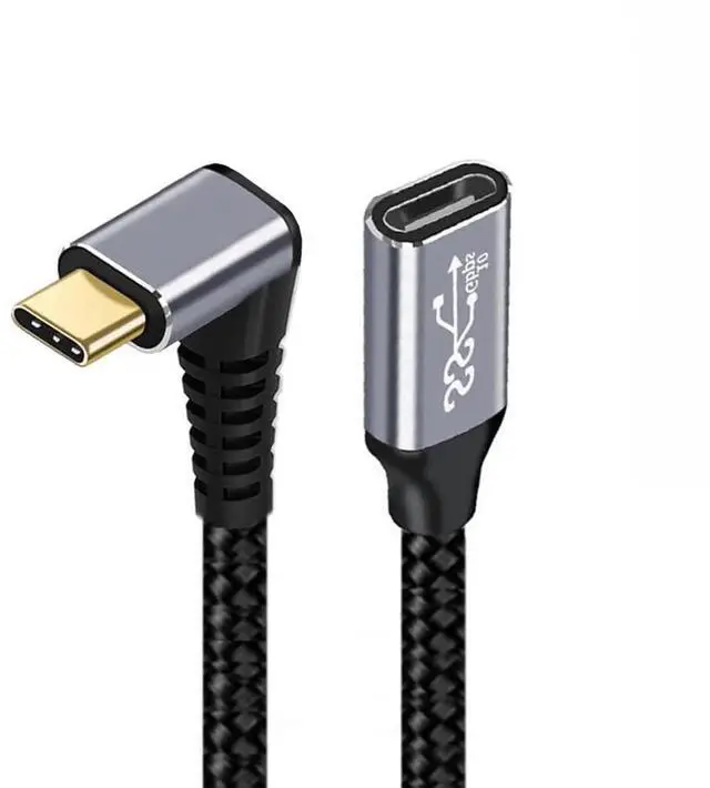 Main image of Down & Up Angled USB-C USB 3.1 Type C Male to Female Extension Data Cable 10Gbps 100W with Sleeve for Laptop 1M
