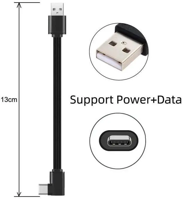 Alt view image 2 of 6 - USB 2.0 Male to USB-C Type-C Left Right Angled 90 Degree Data Flat Slim FPC Cable for FPV & Disk & Phone 13CM