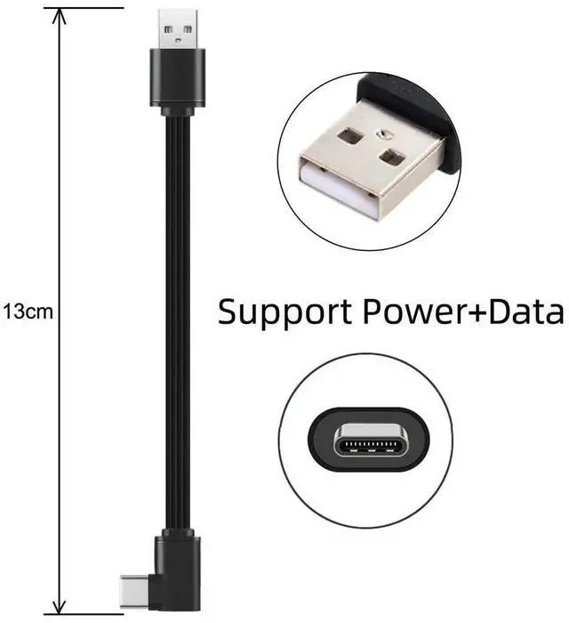 Alt view image 2 of 6 - USB 2.0 Male to USB-C Type-C Left Right Angled 90 Degree Data Flat Slim FPC Cable for FPV & Disk & Phone 13CM