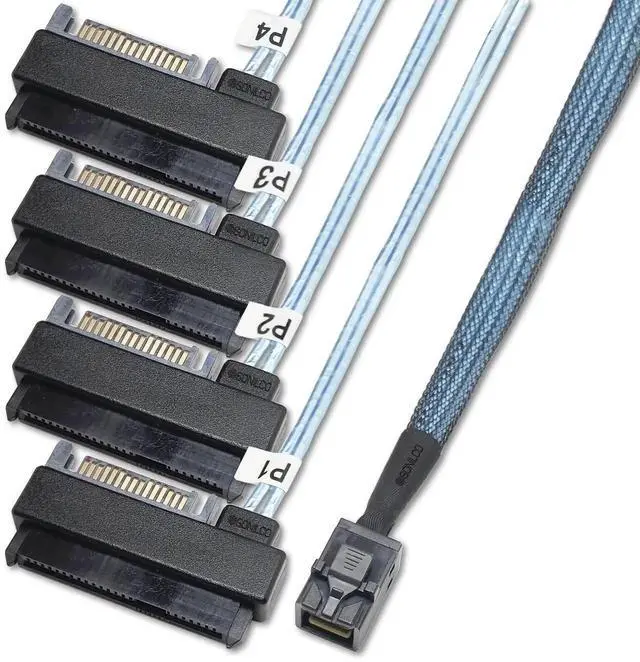 Main image of Storage Configurations Cable Mini SAS HDD SFF-8643 to 4 SFF-8482 with 15-pin Power Port Cord (1 Cable, 0.5 Meter / 1.6 Feet)