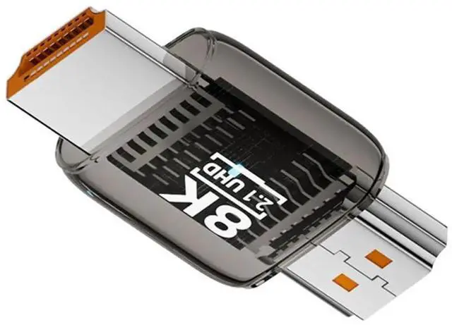 Main image of HDMI Male to HDMI 2.1 Male Adapter UHD 8K 60hz HDTV Extender Transparent with Smart LED Light for Monitor TV Projector