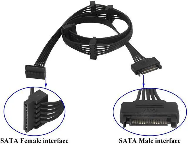 Alt view image 3 of 7 - SATA 15Pin one for Five Power Y Splitter Cable,SATA 15Pin Male to 5xSATA 15Pin Female Cable Hard Disk Extension Cable,Suitable for HDD,SSD,Optical Drive SATA Power Cable(SATA1to5/80cm/1Pack)