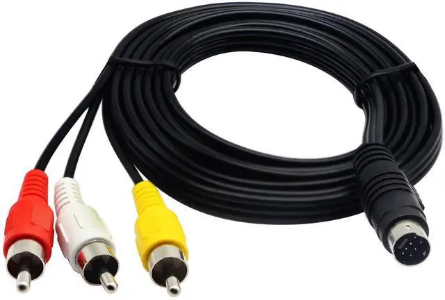 Alt view image 3 of 7 - 3 RCA to 7 Pin Mini DIN S-Video Extension Cable, 5ft/1.5M, for Laptop, Personal Computer, Projector, Television, DVD Player