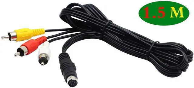 Alt view image 2 of 7 - 3 RCA to 7 Pin Mini DIN S-Video Extension Cable, 5ft/1.5M, for Laptop, Personal Computer, Projector, Television, DVD Player