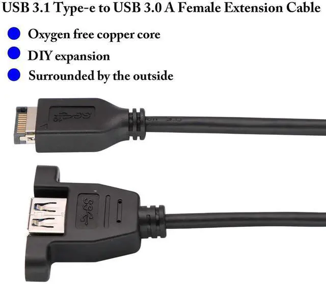 Alt view image 7 of 7 - 1.6ft/50cm USB 3.1 to Type-A Female Extension Cable (USB 3.1 Front Panel Header to USB 3.0 Type-A Female)
