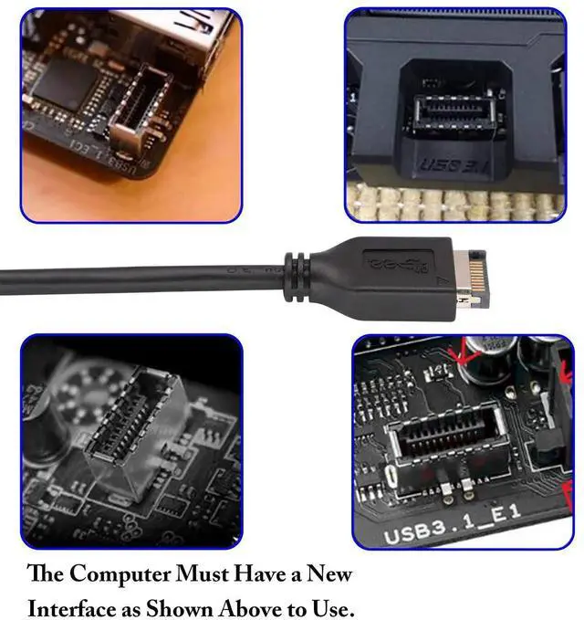 Alt view image 6 of 7 - 1.6ft/50cm USB 3.1 to Type-A Female Extension Cable (USB 3.1 Front Panel Header to USB 3.0 Type-A Female)