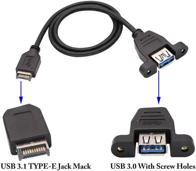Alt view image 3 of 7 - 1.6ft/50cm USB 3.1 to Type-A Female Extension Cable (USB 3.1 Front Panel Header to USB 3.0 Type-A Female)