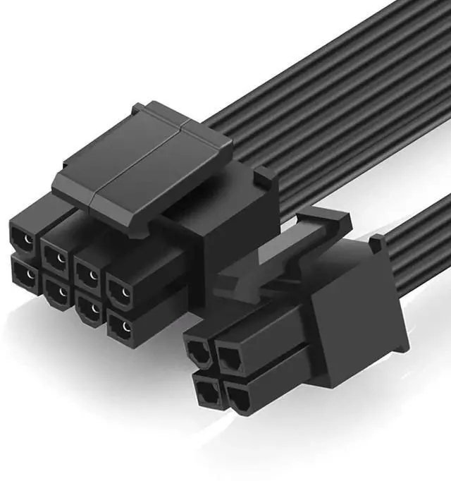 Alt view image 7 of 7 - 2 Pack EPS12V CPU 8 Pin Female to CPU ATX 8 Pin and ATX 4 Pin Male Power Supply Extension Cable EPS 12V for Motherboard 10.6 inch