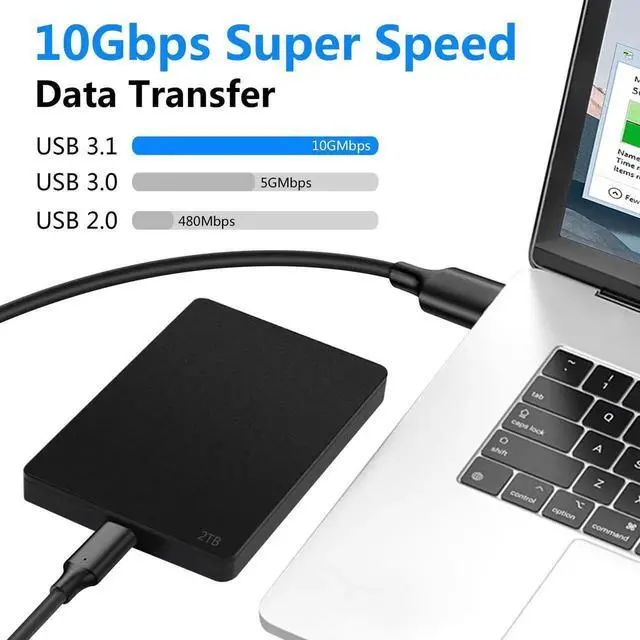 Alt view image 3 of 7 - USB C Android Auto Cable 1FT, USB C to USB A 3.1/USB 3.2 Gen 2 10Gbps Data Sync Cable, USB Type C 60W 3A Fast Charging, for USB C Devices Cell Phones, Laptops, SSD Hard Drives and More