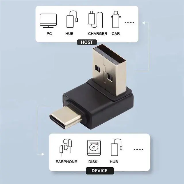 Alt view image 5 of 7 - USB3.0 Type A Male to USB 3.1 Type C Male Data 10Gbps Charge Adapter Down Angled 90 Degree for Phone Laptop