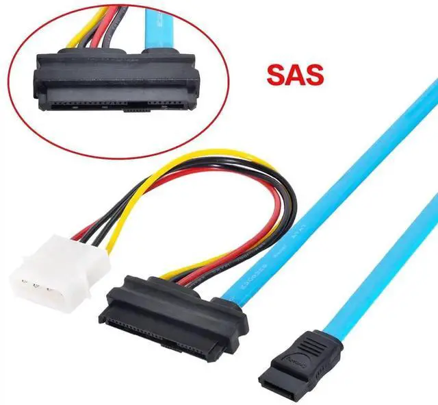 Alt view image 3 of 6 - SAS Cable SFF-8482 SAS 29 Pin to SATA 22Pin Hard Disk Drive Raid Extension Cable with IDE 4Pin Power Port