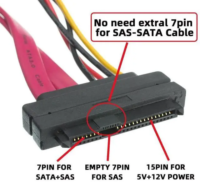 Alt view image 2 of 7 - Right Angled SFF-8482 Connector 90 Degree SAS 22 Pin to 7 Pin + 15 Pin SATA Hard Disk Drive Raid Adapter