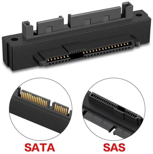 Alt view image 6 of 7 - Right Angled SFF-8482 Connector 90 Degree SAS 22 Pin to 7 Pin + 15 Pin SATA Hard Disk Drive Raid Adapter