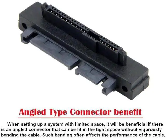Alt view image 3 of 7 - Right Angled SFF-8482 Connector 90 Degree SAS 22 Pin to 7 Pin + 15 Pin SATA Hard Disk Drive Raid Adapter