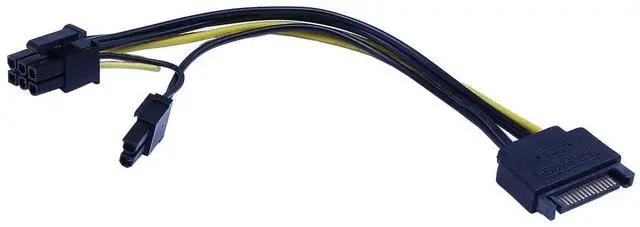 Alt view image 3 of 7 - 2 Pack 15-Pin SATA Male to 8 Pin (6+2 Pin) PCI-Express Female Video Card Power Adapter Cable (6+2Pin) 8 Pin PCI-E Female to Male SATA for Graphic Cable (20CM/8inch)