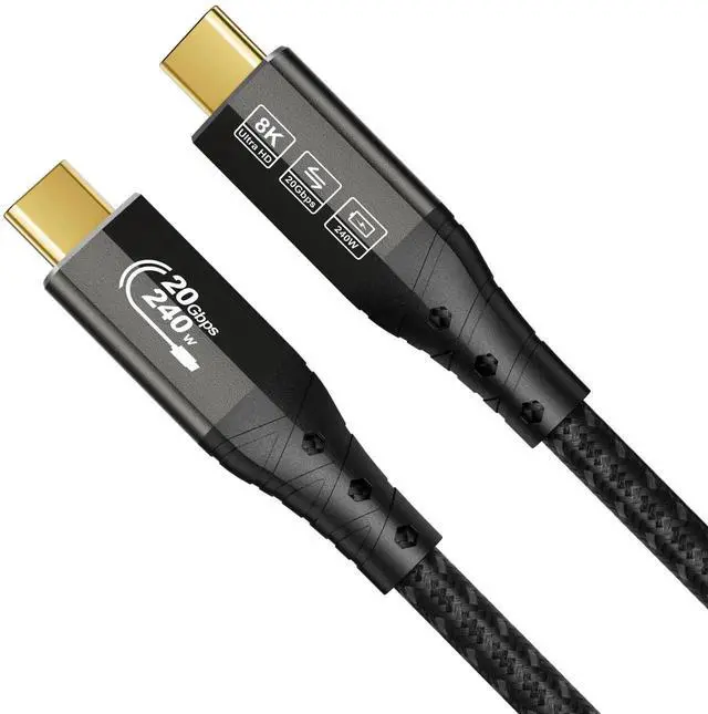 Main image of USB C 3.2 Gen 2x2 Cable, 20Gbps USBC Data Cable, 8K@30Hz, 4K@60Hz/144Hz USB C Monitor Video Output, 240W PD Fast Charging Type C for iPhone 16/15, MacBook Pro, XPS, SSD, Hub (1.6FT/ 0.5m)