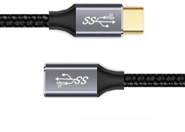 Main image of Straight USB-C USB 3.1 Type C Male to Female Extension Data Cable 10Gbps 100W with Sleeve for Laptop 3.0m