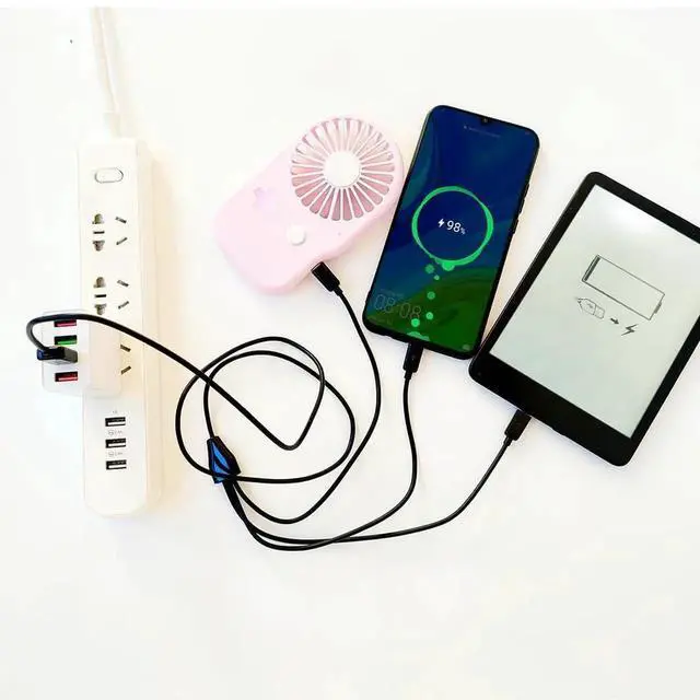 Alt view image 7 of 7 - Micro USB Splitter Cable, 4-in-1 Multi Micro USB Charging Cord, USBMicro Wire Lead Type A Male to 4 MicroUSB Male Adapter Cable for Data Sync/Charge (1.64ft, Black)