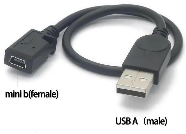 Alt view image 2 of 6 - 11.4inch Mini b Female to USB A Male Cable minib 5pin Adapter Cable Supports Data Transfer, Charging, and Sync mini USB Female-(USB A) Male, 11.4inch