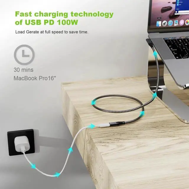 Alt view image 6 of 7 - USB 3.2 Extension Cable 1.65FT, Short USB-C Extension Cable, Right Angle Male to Female Extension Charging. Supports 20Gbps/4K Video/PD 100W Compatible with Monitor & iPhone 15 /iPad Pro