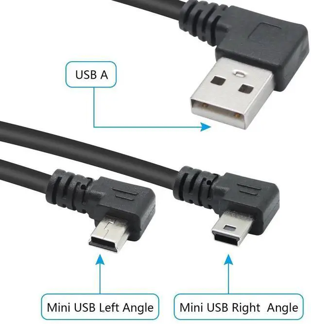 Alt view image 2 of 7 - Short Mini USB Charging Cable 9inch, Left & Right Angle Mini USB Male to USB 2.0 Type A Male Data Sync and Charge Cable, for Dash Cam, DigitalCamera, Hard Drive, MP3 Player, Phone (2Pcs)