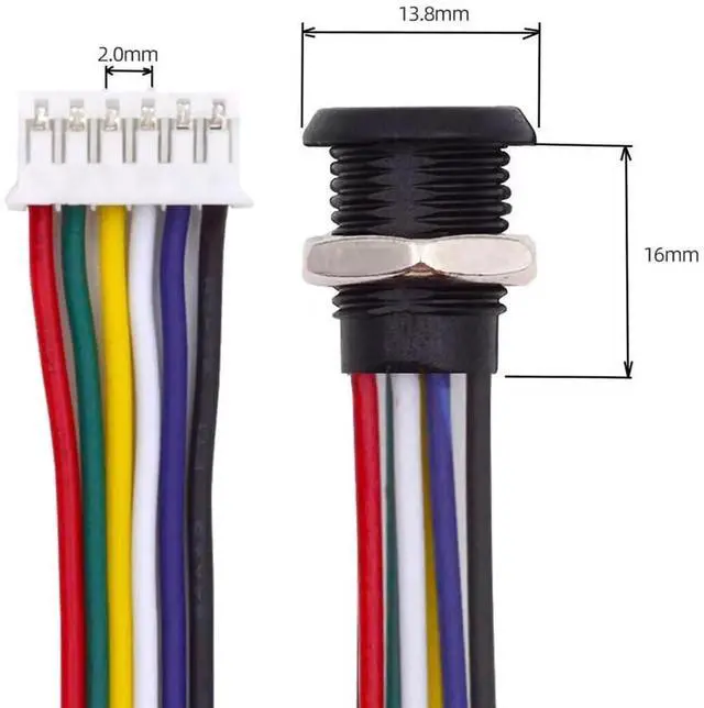 Alt view image 7 of 7 - 5pcs DIY OEM Type C Female Socket to 6Pin Header 24AWG Pitch=2.0mm Panel Mount DC 5V/20V PD Power Cable