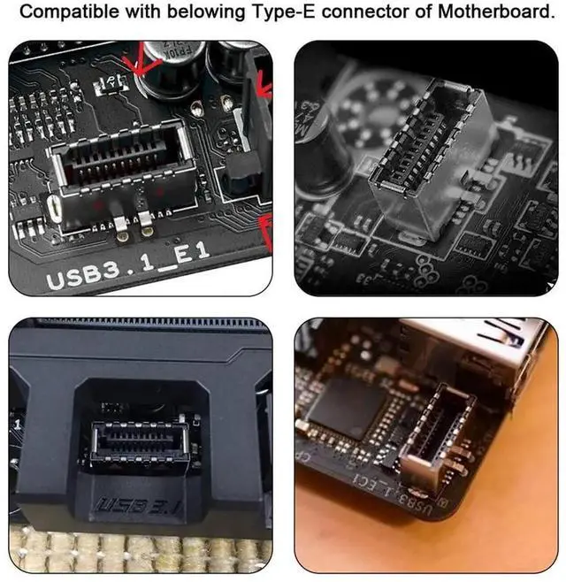 Alt view image 4 of 7 - 2pcs USB 3.1 Front Panel Header Male Type-E to Type-A & Type-C USB-C Motherboard Extension Data Adapter