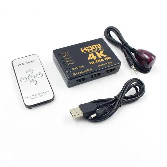 Alt view image 5 of 5 - 4K UHD HDMI 5 Port Switch Switcher Selector Splitter Hub with Remote Support HDTV HDMI 1.4