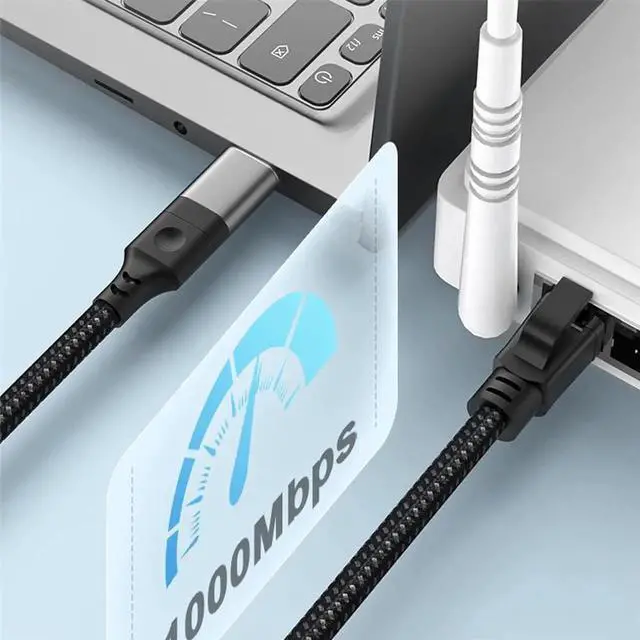 Alt view image 6 of 7 - USB Type-A & Type-C USB-C Combo to URJ45 Male Cord Directly Connected Ethernet Cable 1000Mbps Gigabit LAN Network 120cm