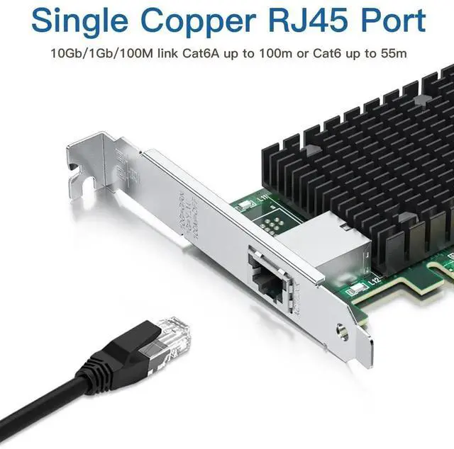 Alt view image 2 of 7 - 10Gb RJ45 PCI-E Network Card NIC, Compare to Intel X540-T1, with Intel X540-BT2 Chip, Single RJ45 Ports, PCI Express X8, Ethernet Converged Network Adapter Support Windows/Linux/VMware