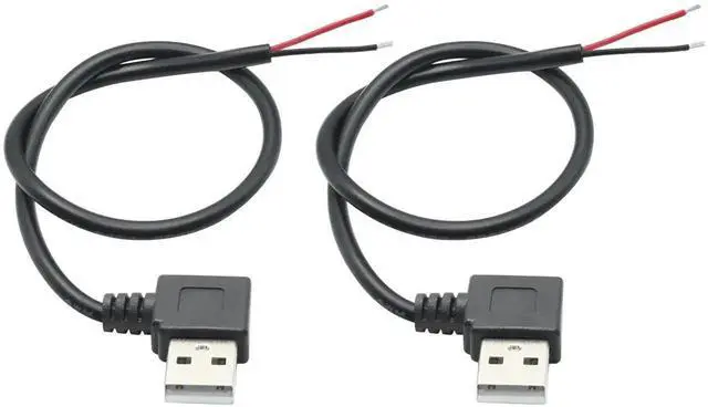 Main image of Short USB 2.0 Male Plug 2 Pin Bare Wire,90 Degree 30cm/11in USB A Male Pigtail Open End Power Cable,for 5V/3A USB Equipment Installed or DIY Replace Repair Cable(2Pcs)