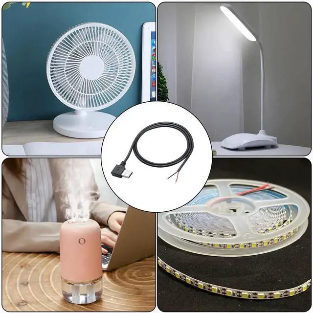 Alt view image 6 of 7 - Short USB 2.0 Male Plug 2 Pin Bare Wire,90 Degree 30cm/11in USB A Male Pigtail Open End Power Cable,for 5V/3A USB Equipment Installed or DIY Replace Repair Cable(2Pcs)