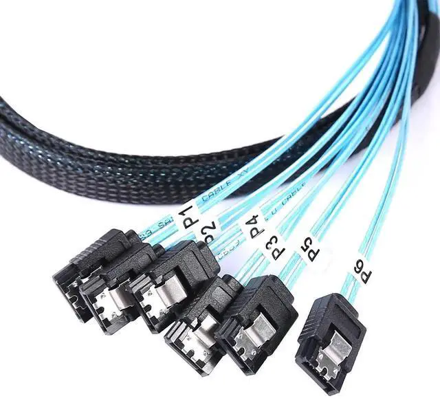 Alt view image 5 of 7 - SATA-III Cable:1M 6Pcs/Set 90-Degree SATA Right-Angle Cable Angled to Straight Bundled SAS 6Gbps Data Replacement for Server-Raid SDD HDD CD DVD Drives (3.3FT)