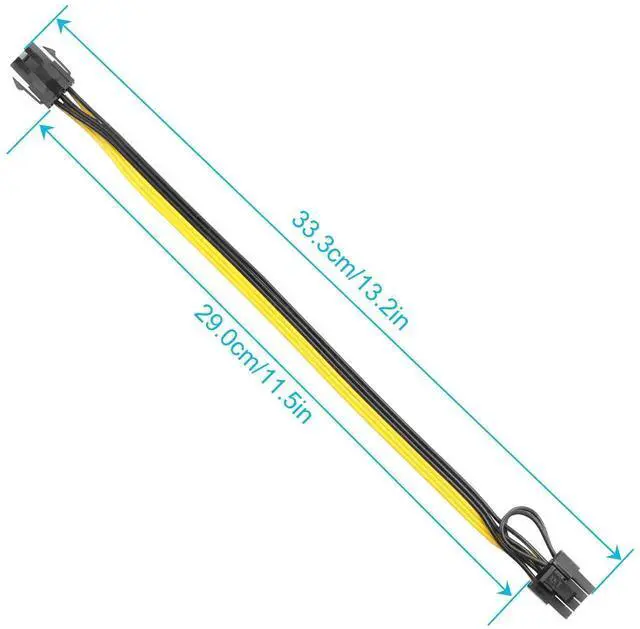 Alt view image 5 of 5 - 6 Pin Female to 8 Pin (6+2) Male PCI Express GPU Power Supply PCIe Adapter Cable, Computer Suitable Cable(Pack of 2)
