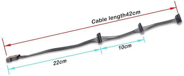 Alt view image 6 of 6 - IDE Molex 4 PIN Male to 3 x SATA 15 PIN Female Expansion Power Cable 16.6in 18AWG Tinned Copper - for PC/NAS/Server Mechanical Hard Drives/SSDs