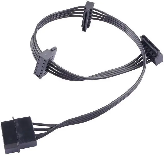 Alt view image 2 of 6 - IDE Molex 4 PIN Male to 3 x SATA 15 PIN Female Expansion Power Cable 16.6in 18AWG Tinned Copper - for PC/NAS/Server Mechanical Hard Drives/SSDs