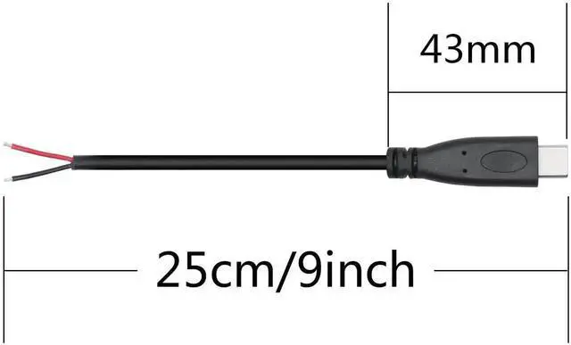 Alt view image 7 of 7 - Short USB C to 2 Pin Bare Wire Open End Cable,9inch 25cm 5V/3A USB Type C Male Plug Pigtail Power Wire,for and USB C Equipment Installed or Replacement Repair DIY Cable(4Pcs)