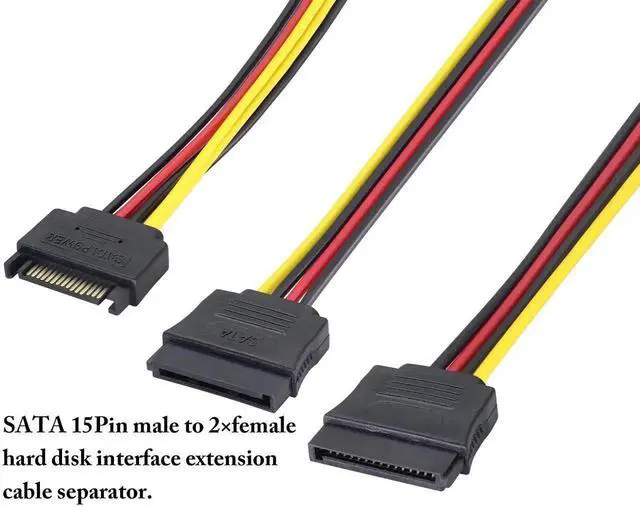Alt view image 3 of 7 - 15Pin SATA Power Supply 1 to 2 Y Splitter Cable,SATA 15Pin 1 Male to 2 Female Interface Extension Cable,15Pin Desktop Hard Drive Optical Drive Power Cord Serial Port Line Adapter.(2Pack)