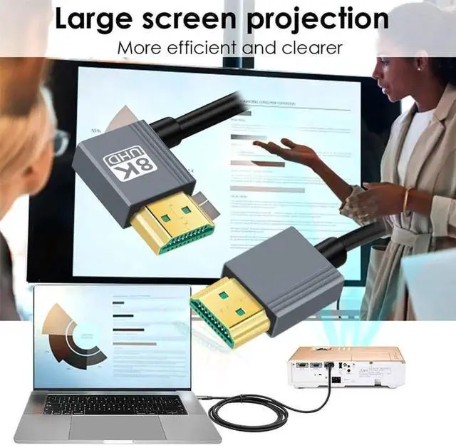 Alt view image 4 of 7 - Right Angled HDMI 2.1 Male to HDMI Male Stretch Coiled Cable 90 Degree 8K 60hz 100cm for Monitor HDTV Computer Laptop