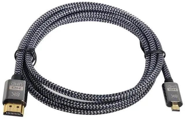 Alt view image 7 of 7 - Micro HDMI to HDMI 2.1 Ultra-HD UHD 8K 60hz 4K 120hz Cable 48Gbs HDMI Cord for Camera Tablet (1.5m)