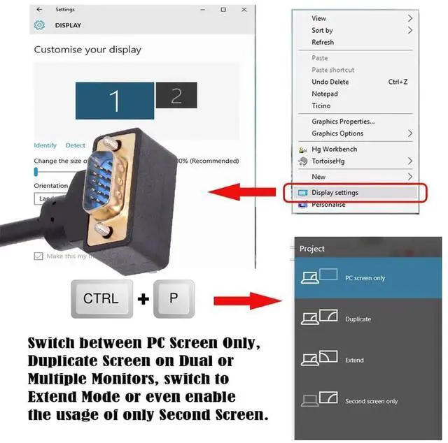 Alt view image 4 of 7 - 90 Degree VGA RGB Cable Up Angled Male to Straight Male Extension Cord 3COAX+6C for Computer Monitor Projector 1m/3.3ft